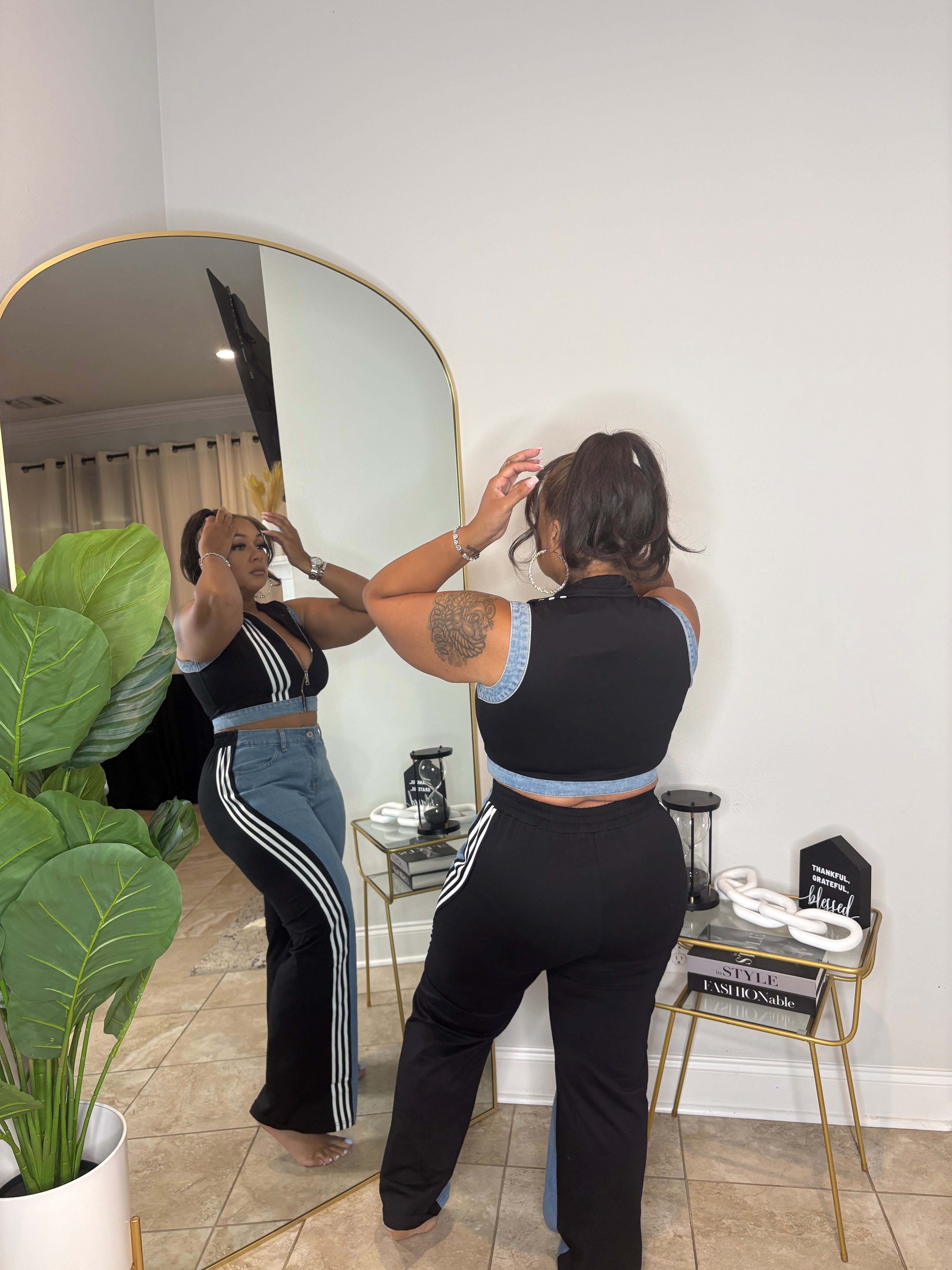 CATCH A VIBE PANT SET (black)