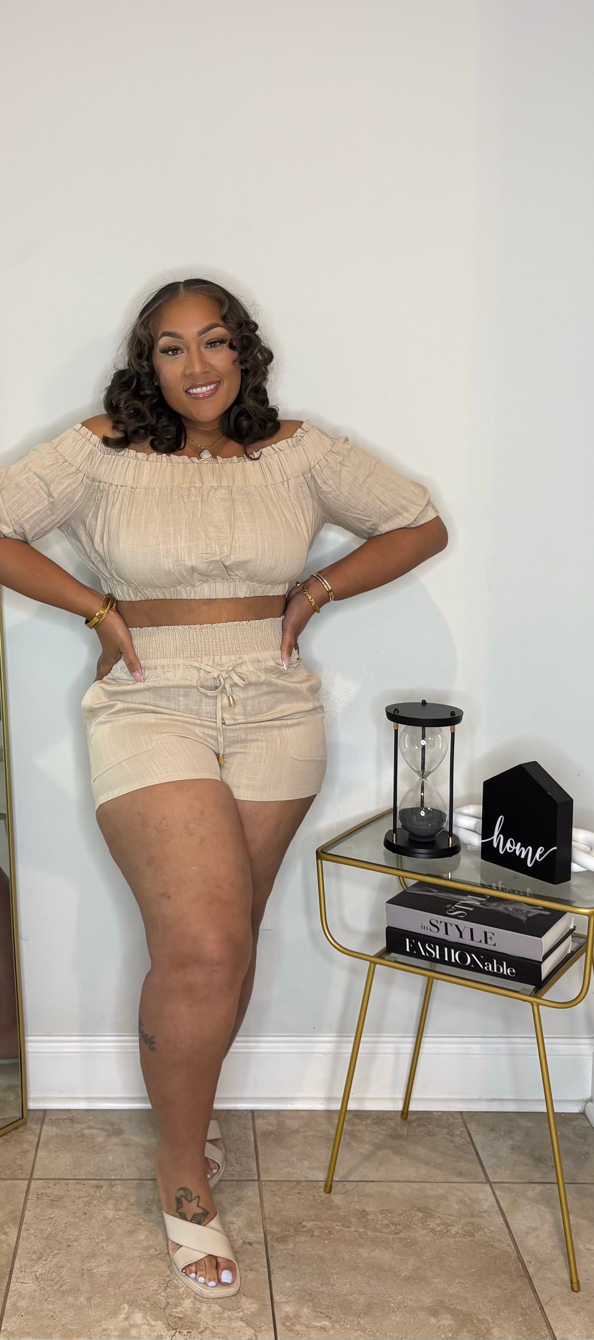 SHADIE SHORT SET (tan)
