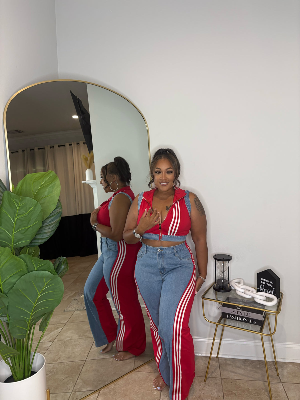 CATCH A VIBE PANT SET (red)