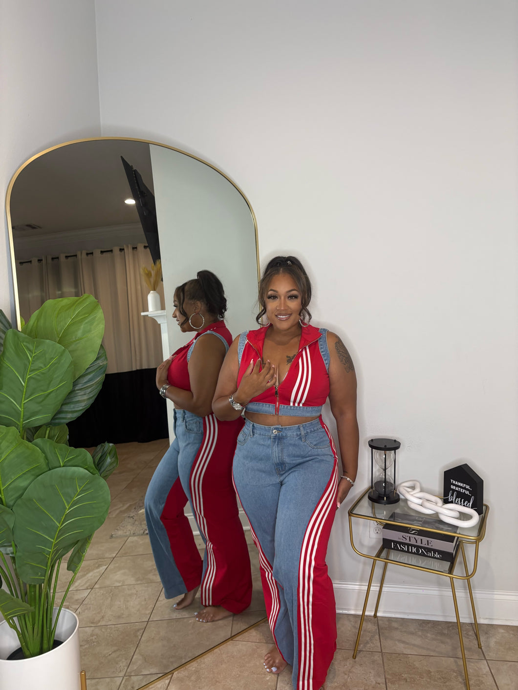 CATCH A VIBE PANT SET (red)