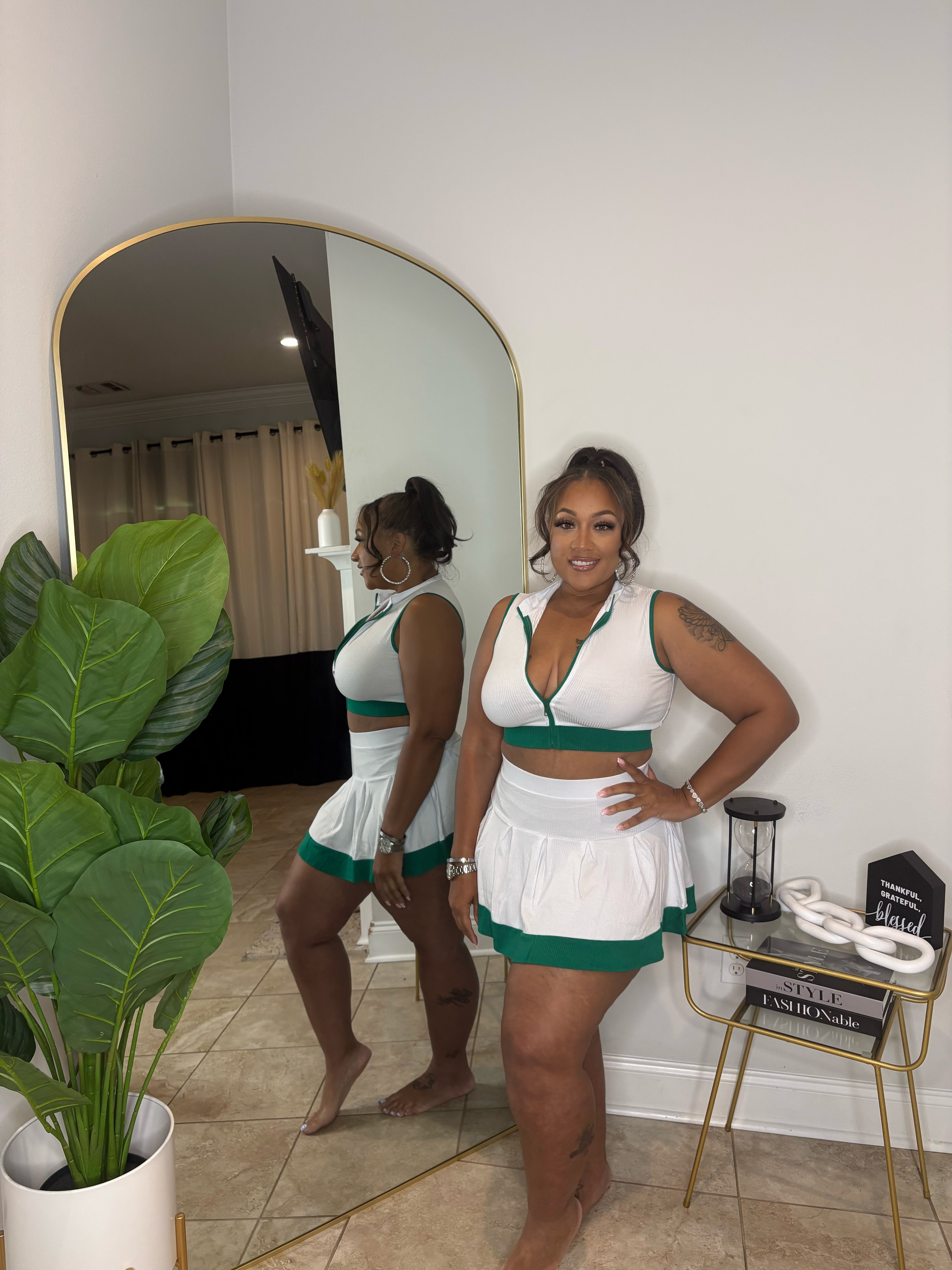 YARD PARTY SKIRT SET (green/white)