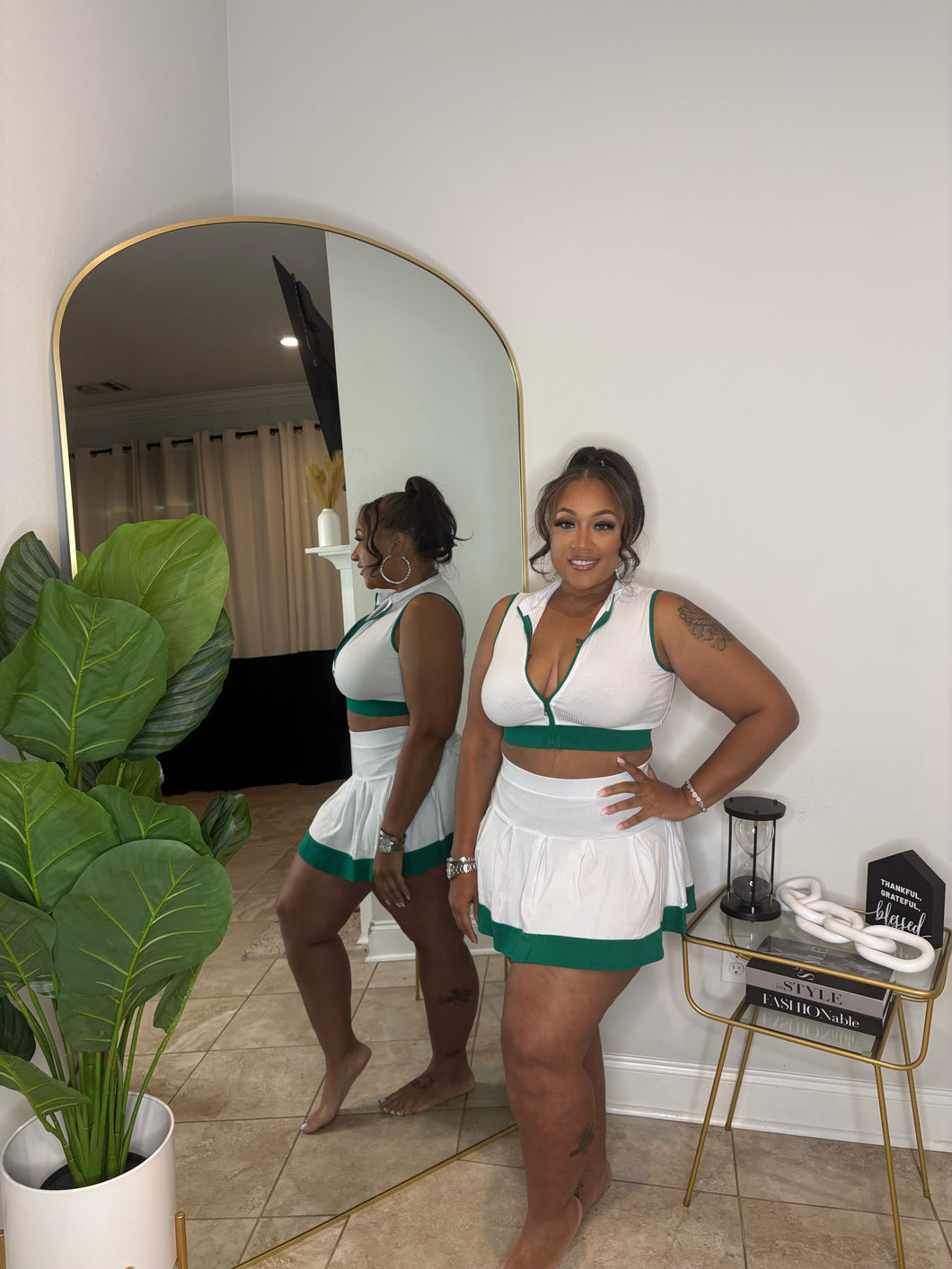 YARD PARTY SKIRT SET (green/white)