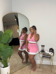 YARD PARTY SKIRT SET (pink/white)